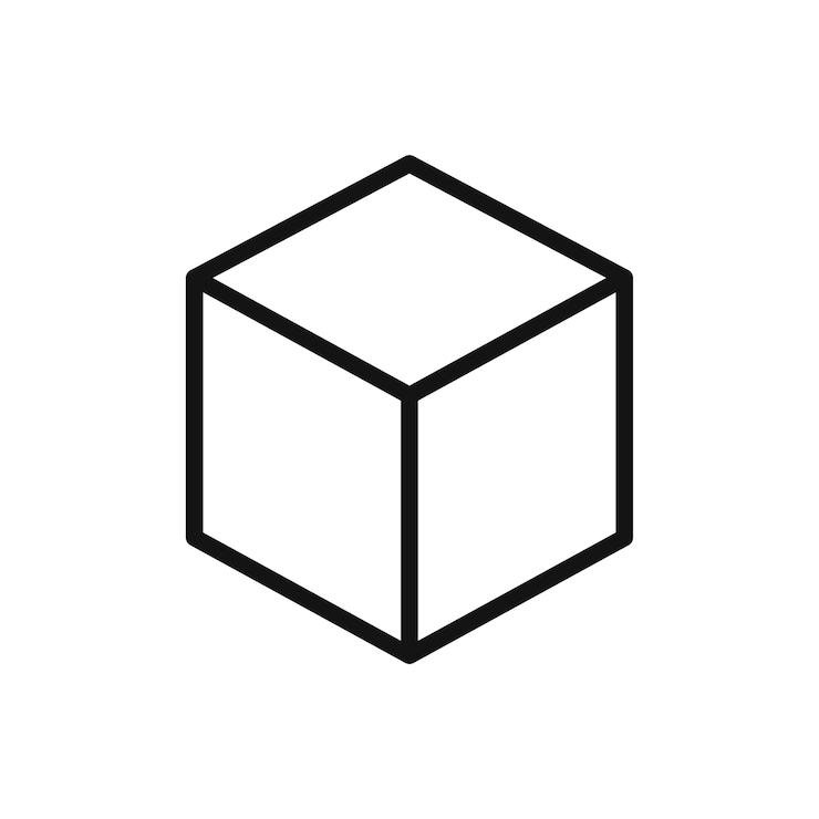 Vector kubus icoon set vierkante suiker 3d kubus vector symbool kubus doos teken in zwart gevuld en omschreven stijl