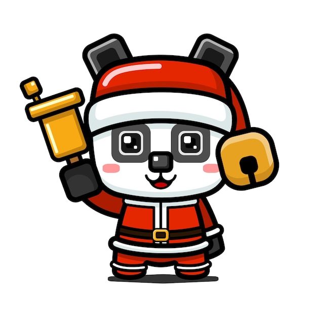 Kubusstijl Leuke kerstpanda met bel