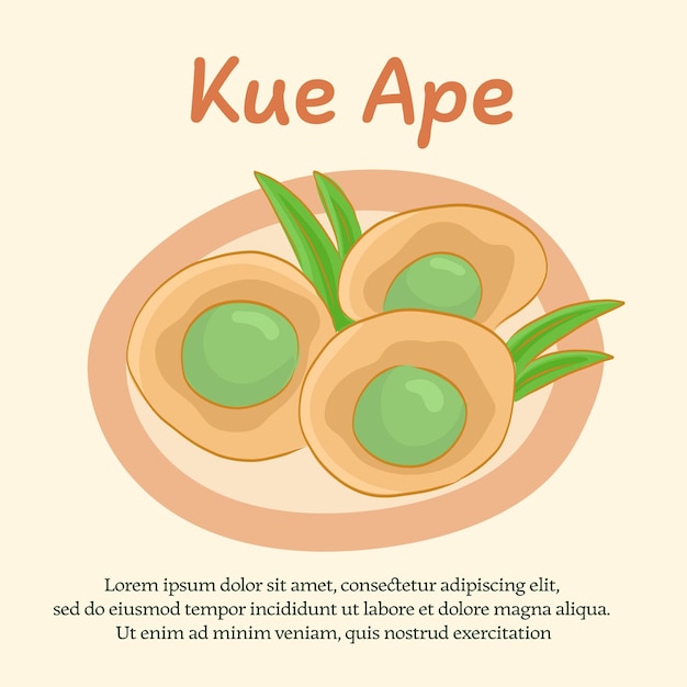 Vector kue ape hand drawn indonesian traditional food illustration