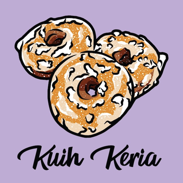 Vector kuih keria vector cartoon illustration