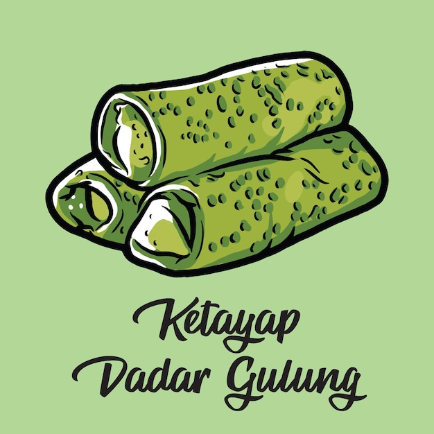 Kuih ketayap o kue dadar gulung vector cartoon illustrazione