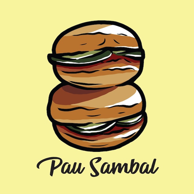 kuih pau sambal vector cartoon illustration