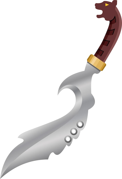 kujang a silver and gold traditional knife from sunda indonesia with a gold handle