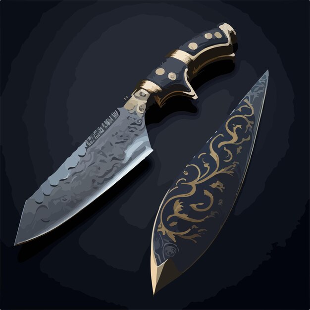 Vector kukri warrior machete knife for battle