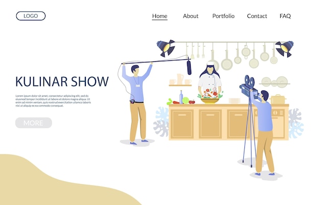 Kulinar show vector website landing page design template