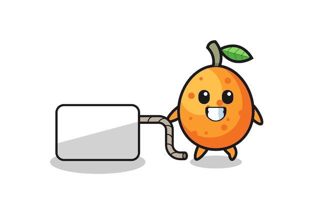 Kumquat cartoon is pulling a banner  cute design