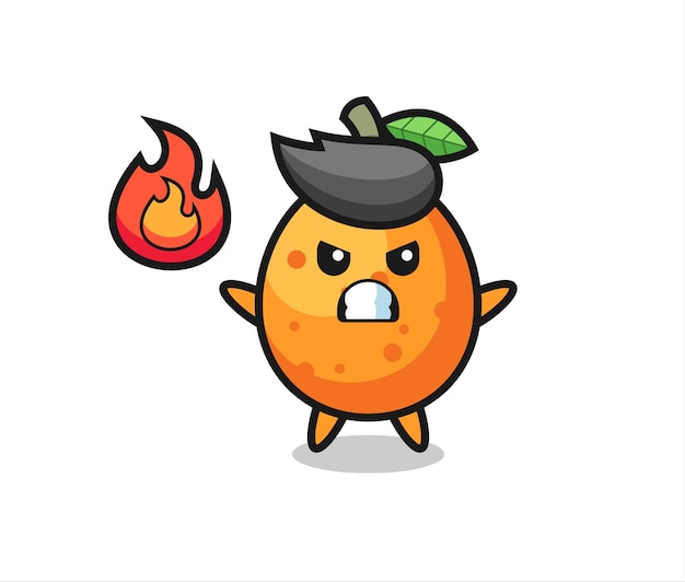 Kumquat character cartoon with angry gesture , cute style design for t shirt, sticker, logo element
