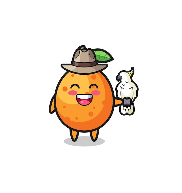 Kumquat zookeeper mascot with a parrot cute design