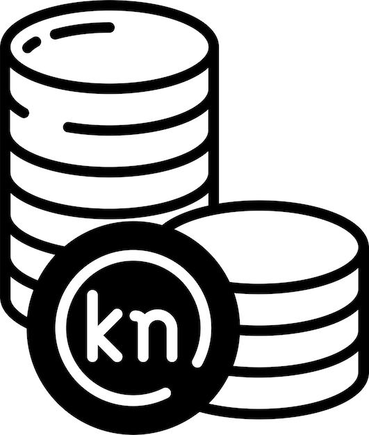 Kuna coin glyph and line vector illustration