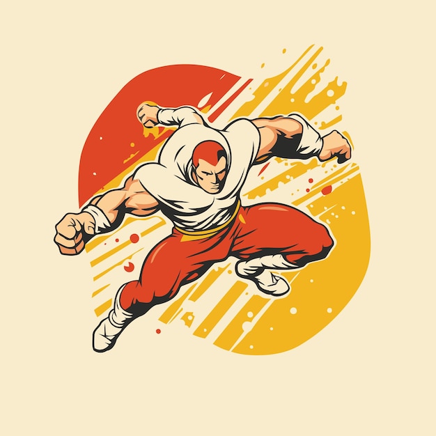 Kung fu fighter vector illustration kung fu fighter in action