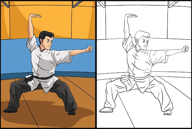 Kung Fu Kleurplaat Gekleurde Illustratie