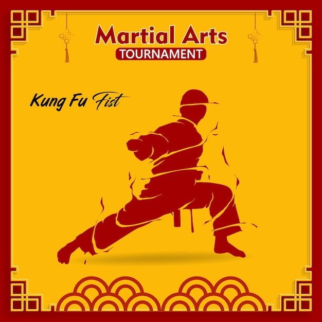 kung fu master of martial arts toernooi competitie poster ontwerpsjabloon
