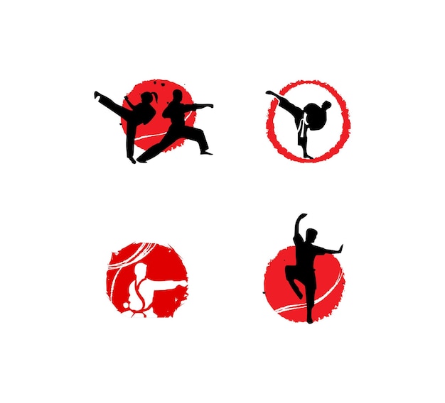Вектор Набор логотипов мастера кунг-фу или боевых искусств
