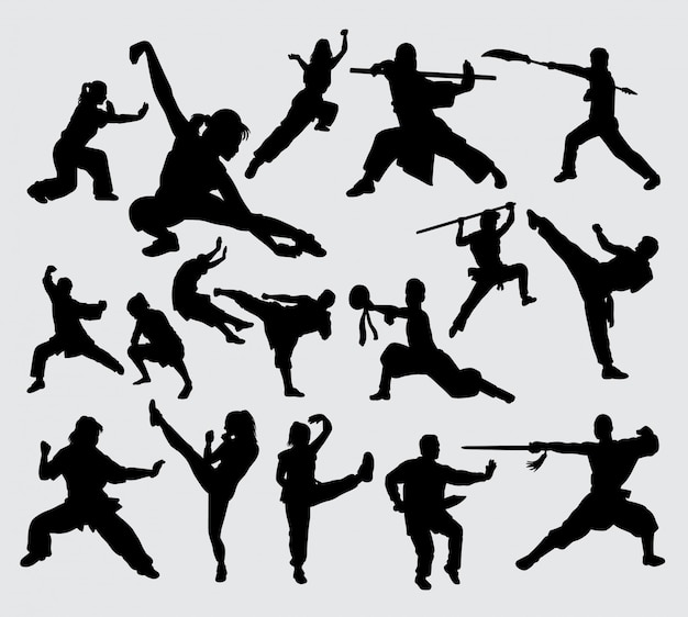 Kungfu krijgskunst silhouet