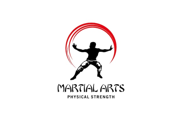 Kungfu logo silhouette design mixed martial arts symbol