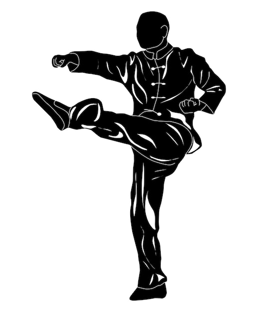 Vector kungfu movement pictures for education