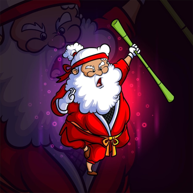 The Kungfu santa clause esport mascot design of illustration