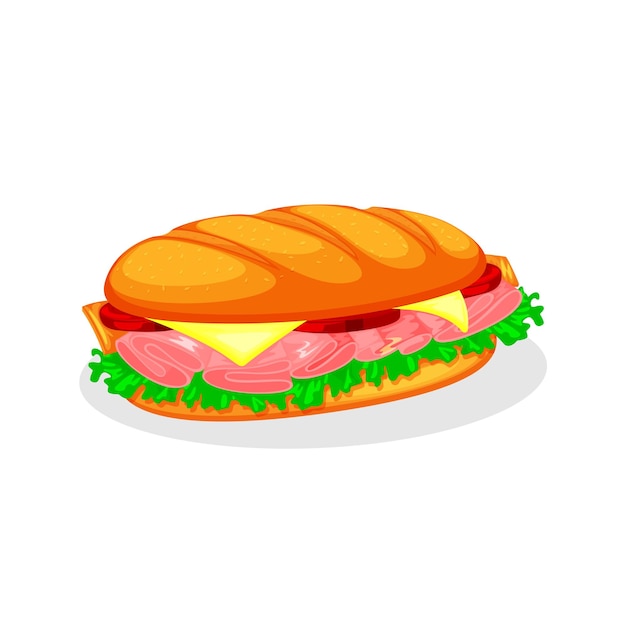 Kunst illustratie ontwerp concept voedsel realistisch symbool logo van sandwich