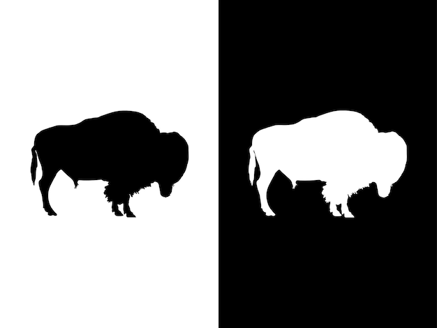Kunst illustratie ontwerp concpet pictogram zwart wit logo geïsoleerd symbool van byson