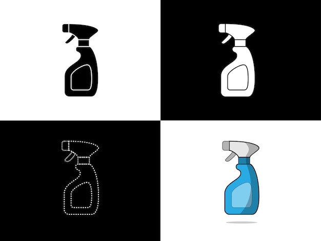 Kunst illustratie ontwerp pictogram logo met silhouet concept symbool van fles sproeier