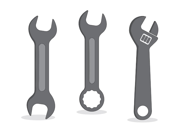 Kunst illustratie symbool pictogram object werk tools ontwerp handige werknemer logo van moersleutel