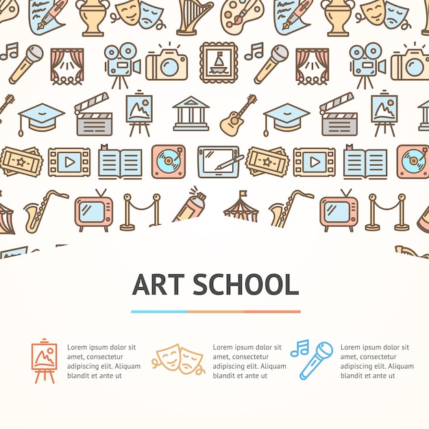 Kunstacademie Concept Infographics Banner Vector