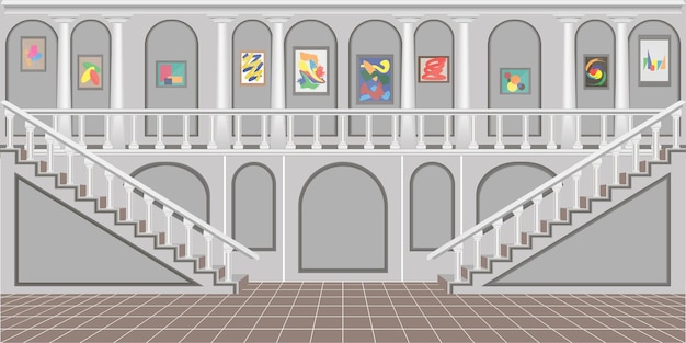 Vector kunstgalerie interieur zonder mensen