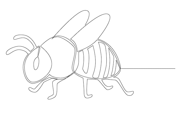 Kunstillustratie voor honingbij. Een eenvoudig lijn- en éénlijnsconcept van honingbijtekening zeshoek