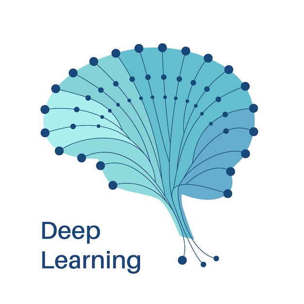 Kunstmatig brein gevormd door neuraal netwerk AI machine learning of deep learning illustratie