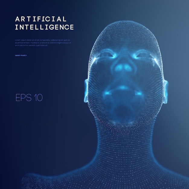 Kunstmatige intelligentie abstracte technologie communicatie ontwerp. Vrouw hoofd bigdata abstract vector achtergrond. Toekomstige technologie innovatieconcept.
