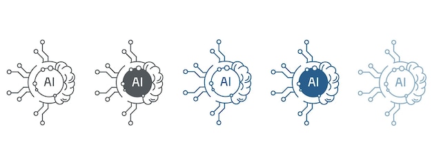 Vector kunstmatige intelligentie ai icoon set vector illustratie