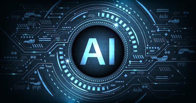Kunstmatige intelligentie AI op elektrische circuitachtergrond