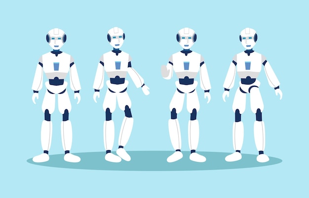Kunstmatige intelligentie AI Robot Stripfiguren ontwerpen Vector
