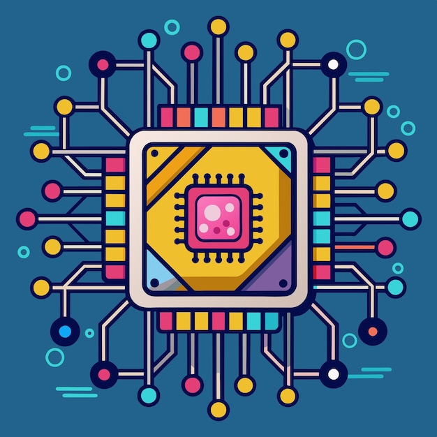 kunstmatige intelligentie chip vector grafische illustratie EPS bronbestandsformaat verliesloze schaalvergroting ic