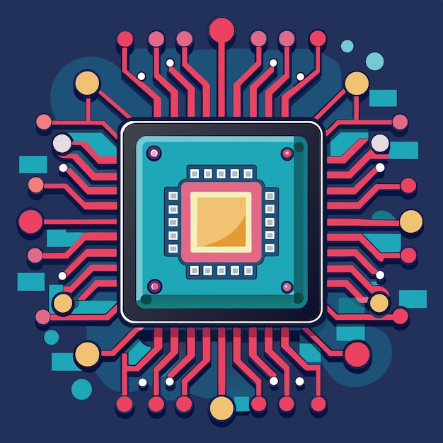 kunstmatige intelligentie chip vector grafische illustratie EPS bronbestandsformaat verliesloze schaalvergroting ic