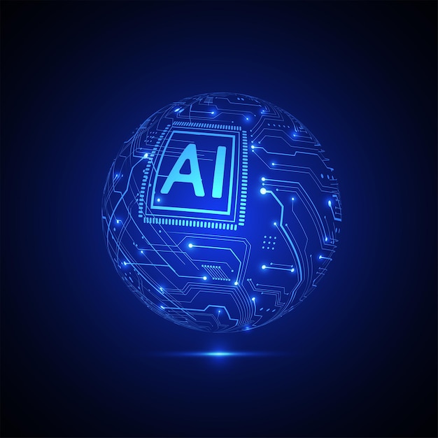 Kunstmatige intelligentie circuit lijnstijl Machine learning ontwerp Slimme netwerk digitale technologie AI Vectorillustratie