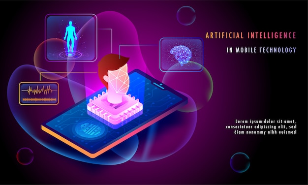 Kunstmatige intelligentie in mobiele technologie concept.