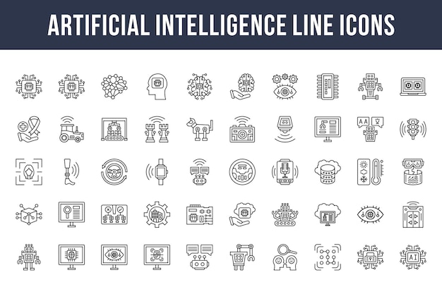 Kunstmatige intelligentie lijn pictogrammen