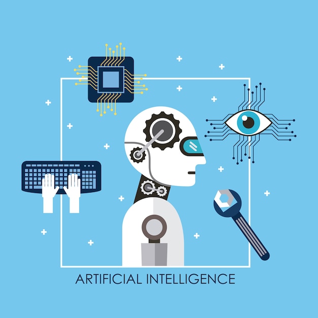 Kunstmatige intelligentie robot tool toetsenbord circuit bewaking