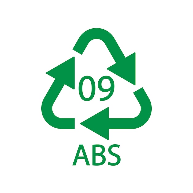 Kunststof recycle symbool ABS 9 vector pictogram Kunststof recycling code ABS 09