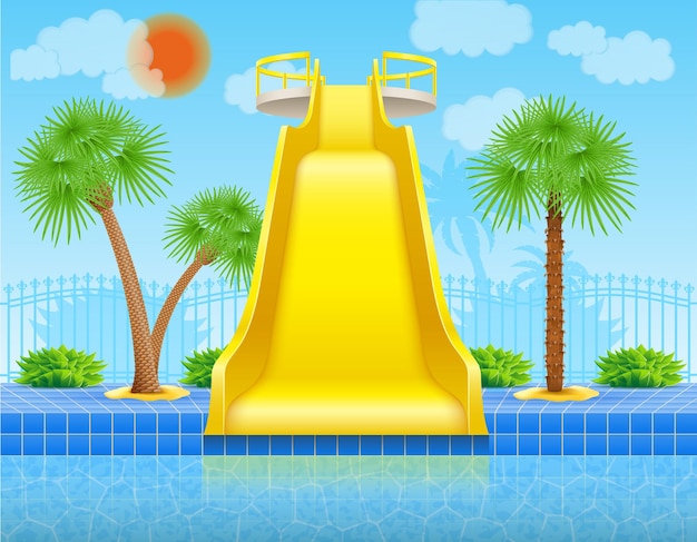 Kunststof waterglijbaan in het aquapark vectorillustratie geïsoleerd op een witte achtergrond