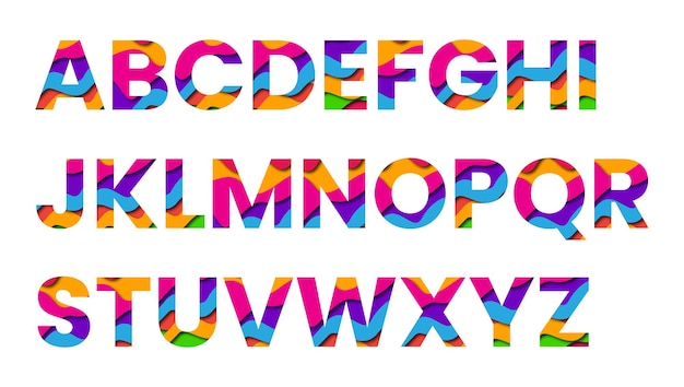 Vector kunstzinnige stijl kleurrijke abstracte letters a tot z volledige abc-bundel
