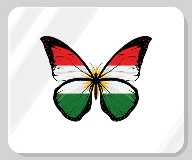 Vector kurdistan butterfly pride flag icon