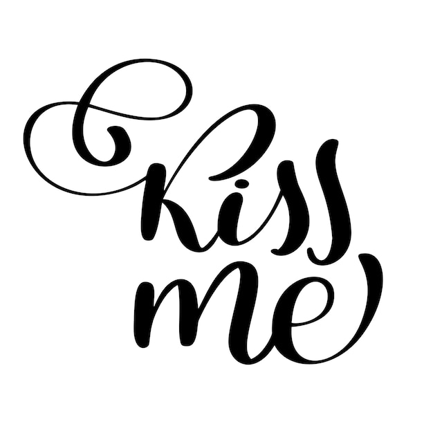 Kus me zwart-wit hand belettering inscriptie bruiloft uitnodiging Valentijnsdag wenskaart