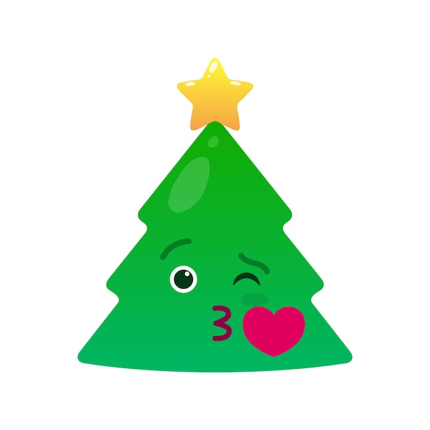 Kussende kerstboom geïsoleerde emoticon