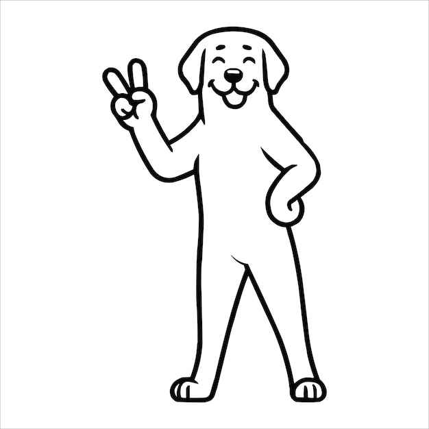 Kuvasz Dog Peace Gesture Illustration Vector