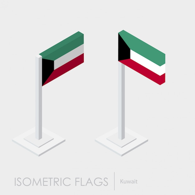 Vector kuwait flag 3d isometric style