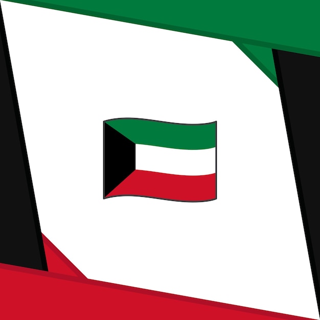 クウェートの国旗の抽象的な背景のデザイン テンプレート クウェート独立記念日のバナー ソーシャル メディアのポスト クウェートの漫画