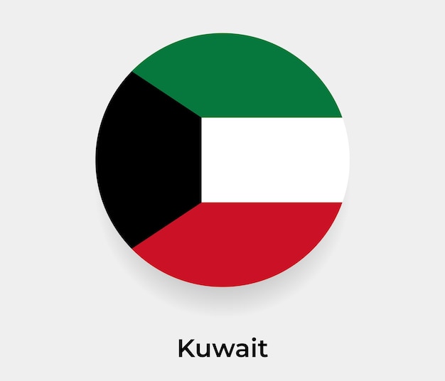 Illustrazione di vettore dell'icona di forma rotonda del cerchio della bolla della bandiera del kuwait