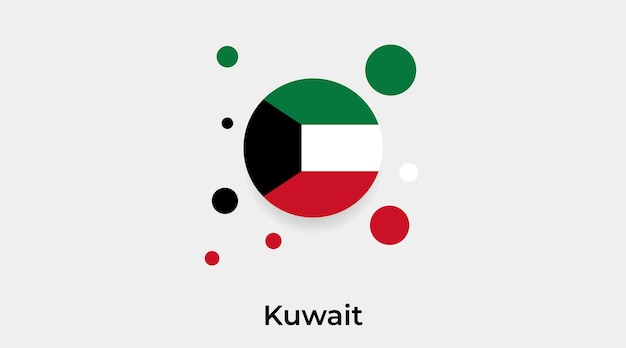 Illustrazione di vettore dell'icona di forma rotonda del cerchio della bolla della bandiera del kuwait